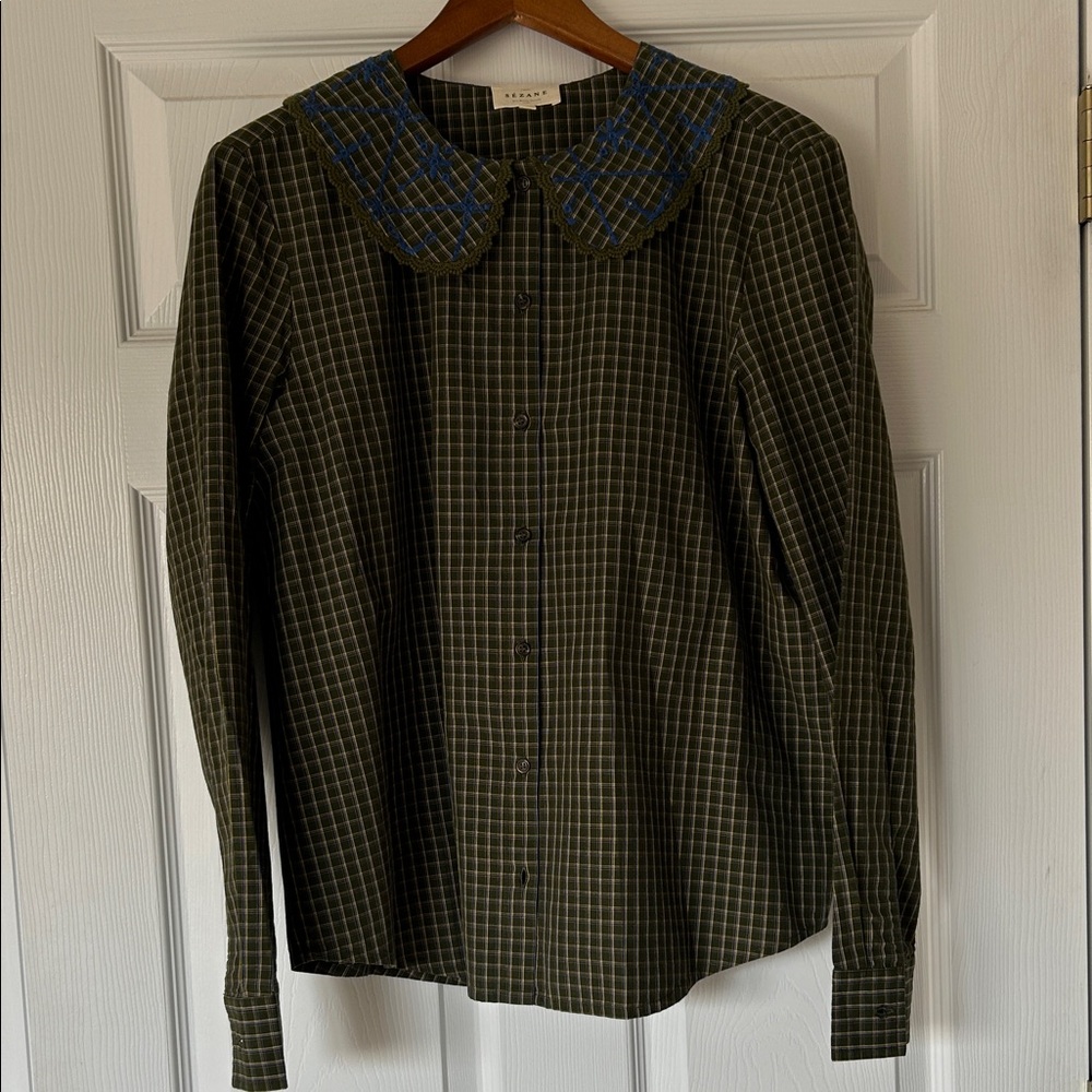 Sézane embroidered collar blouse